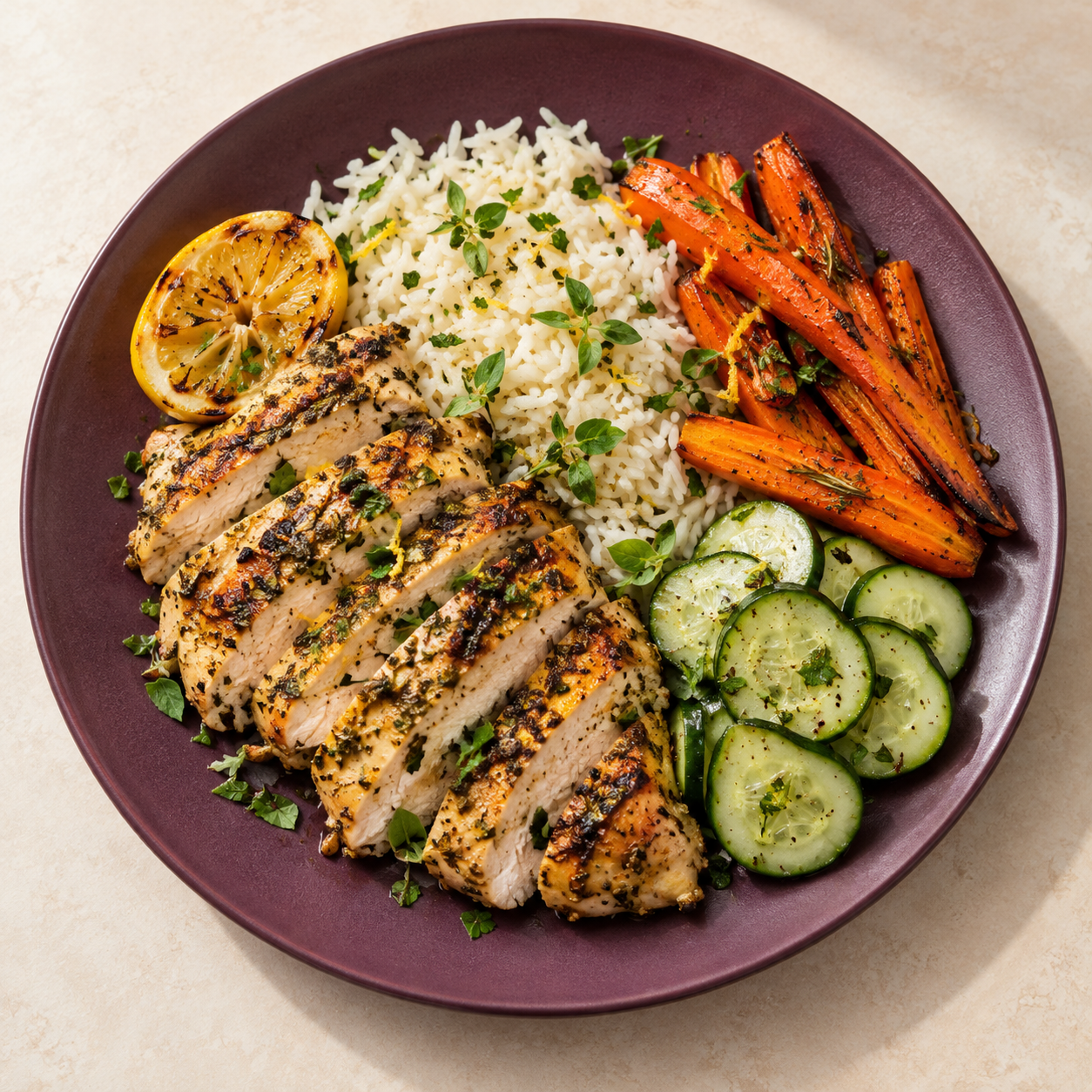 Concept presentation of Lemon & oregano chicken